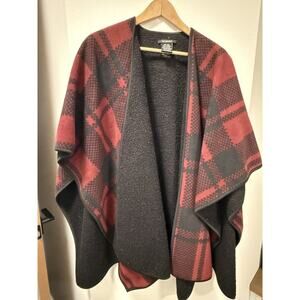Ike Behar‎ Wrap/Shawl Plaid Red And Black With Fleece One Size